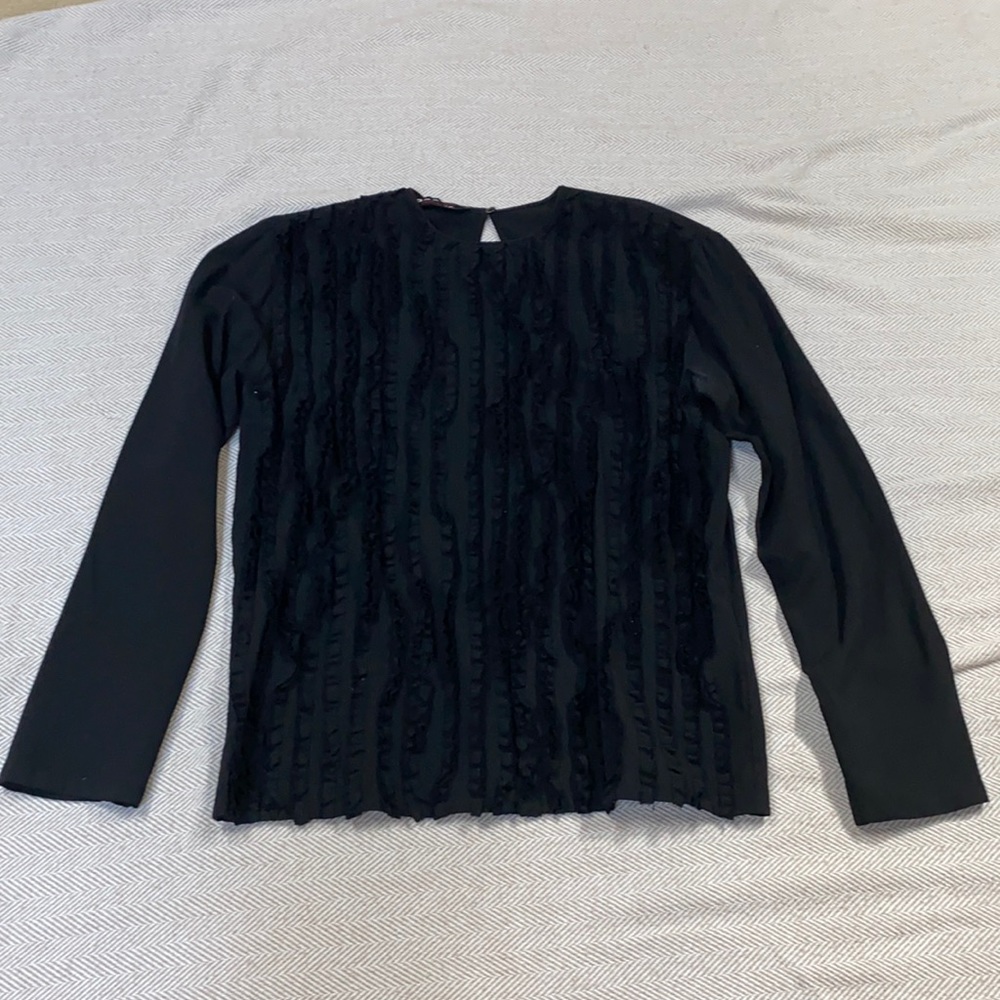 Rochas Black Ruffled Blouse